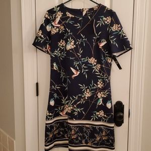 Short sleeved, navy, zip up dress